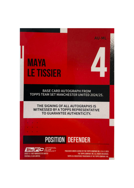 2024-25 Topps Manchester United Team Set - Maya Le Tissier RC Auto /50